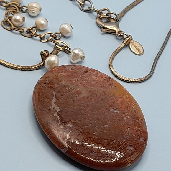 Chico's Long Gemstone Pendant Necklace, Cultured Pearls, 40 Inches - Picture 7 of 8